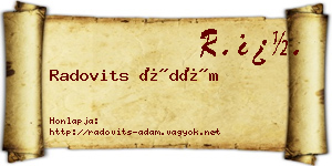 Radovits Ádám névjegykártya